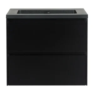 Badkamermeubel Nero 60cm mat zwart met zwarte wastafel zonder kraangat