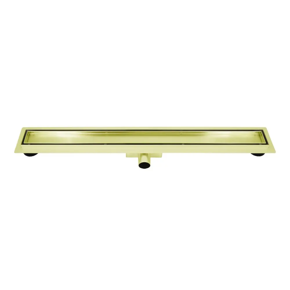 Mat goud RVS Douchegoot compleet met flens 100x7x6,7cm Tegelrooster