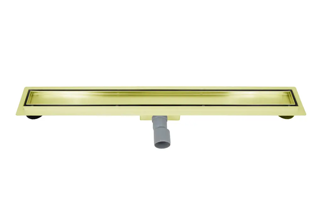 Mat goud RVS Douchegoot compleet met flens 100x7x6,7cm Tegelrooster - Afbeelding 5