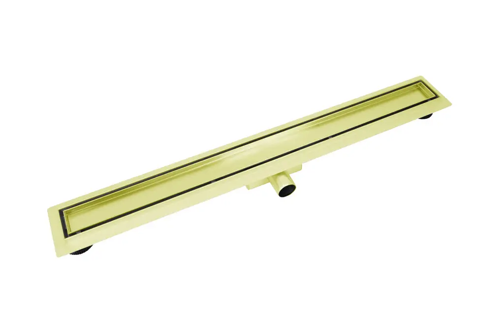 Mat goud RVS Douchegoot compleet met flens 100x7x6,7cm Tegelrooster - Afbeelding 4