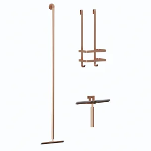 Douche accessoiresset inclusief vloerwisser – douchewisser en doucherek copper