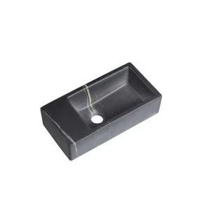 Fontein Mia 40.5x20x10.5cm marmerlook zwart links zonder kraangat