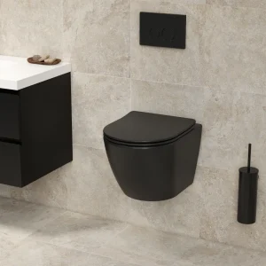 Hangend toilet Pietro tornado flush inclusief softclose zitting mat zwart 49x37x37cm