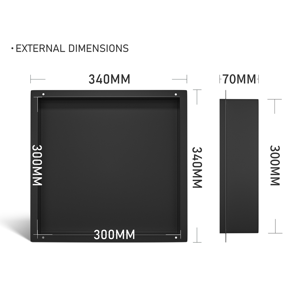 Mat Zwart RVS Inbouwnis met tegelflens 30x30x7cm - Afbeelding 6