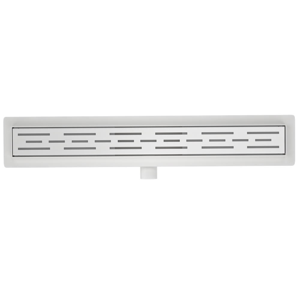 Mat wit RVS Douchegoot compleet met flens 70x7x6,7cm standaard rooster - Afbeelding 4