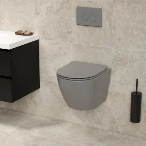 Hangend toilet Pietro randloos inclusief softclose zitting mat grijs 49x37x37cm