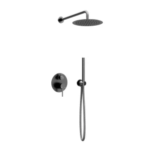 Inbouw regendouche met wandarm 30cm douchekop gun metal