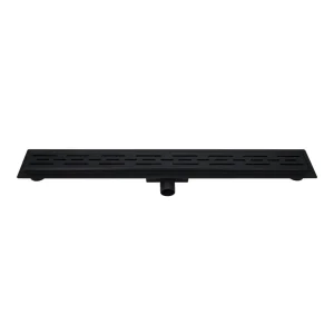Mat zwart RVS Douchegoot compleet met flens 50x7x6,7cm standaard rooster