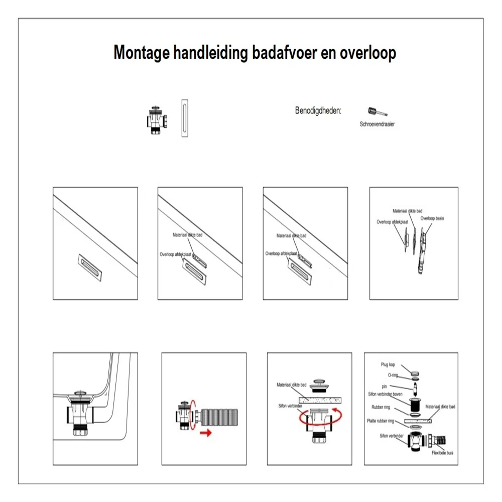 Clickwaste badafvoer inclusief overloop gun metal - Afbeelding 5
