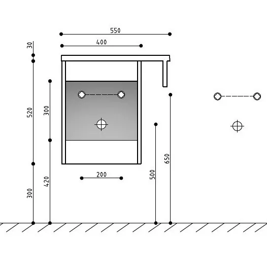 Fonteinmeubel Finn 40cm mat zwart met zwarte wastafel - Afbeelding 6