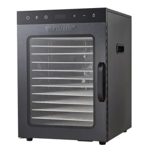 2de kans! met garantie, Wartmann 12 laags! Droogoven / WM-2512 DH / 12 laden / zwart roestvrijstaal met gratis droogrek - Dehydrator