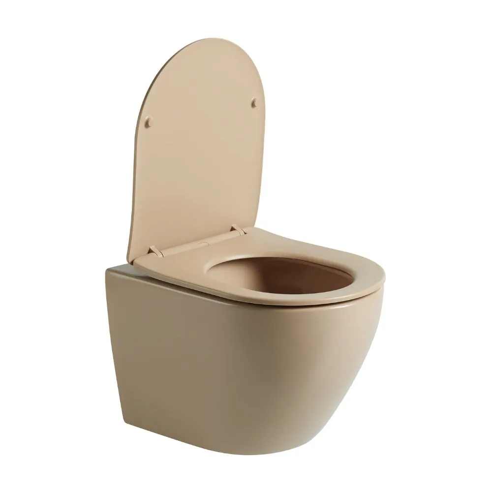 Toiletset Pietro tornado flush mat beige met bedieningspaneel Ring mat beige en Geberit Duofix WC-element (UP320) - Afbeelding 4