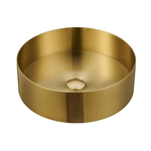 Waskom Felipo 40x40x12cm mat goud inclusief afvoerplug