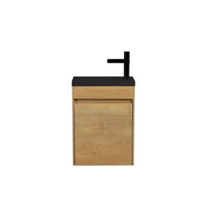 Fonteinmeubel Antonio 40cm eiken met mat zwarte wastafel