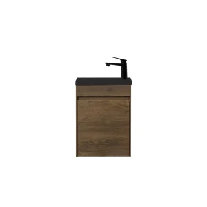 Fonteinmeubel Antonio 40cm walnoot met mat zwarte wastafel