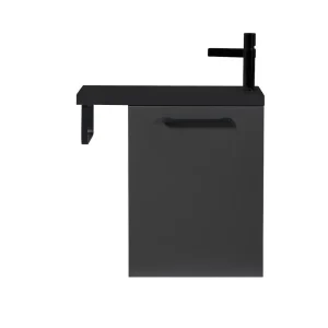 Fonteinmeubel Finn 40cm mat grijs met zwarte wastafel