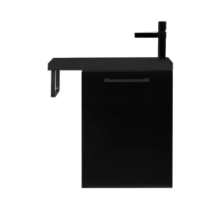 Fonteinmeubel Finn 40cm mat zwart met zwarte wastafel