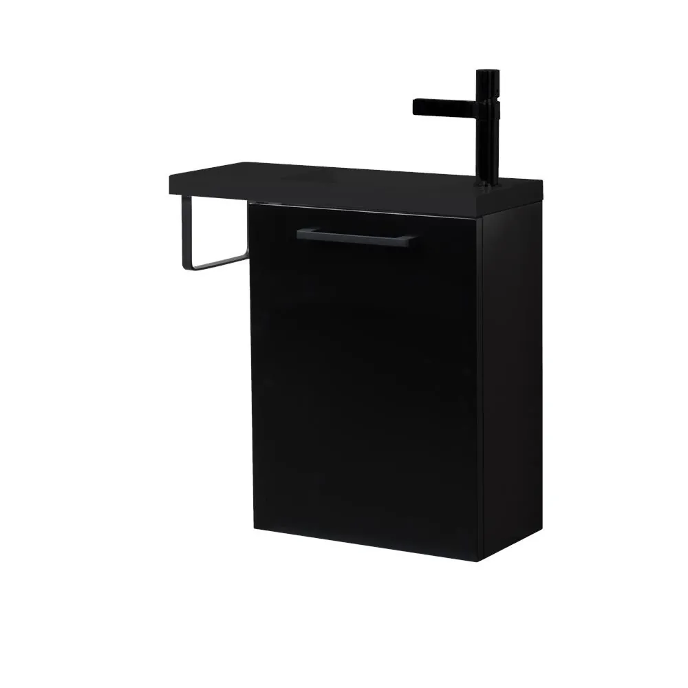 Fonteinmeubel Finn 40cm mat zwart met zwarte wastafel - Afbeelding 3