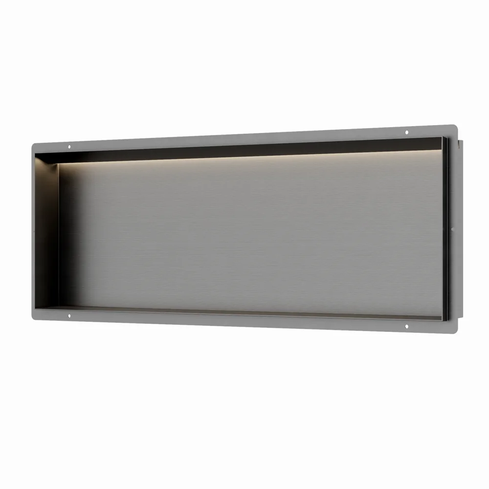 Gun Metal RVS Inbouwnis 30x90x7cm met tegelflens LED verlichting - Afbeelding 3