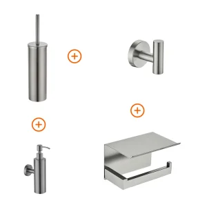 Toilet accessoires set Gun metal exclusief met zeepdispenser