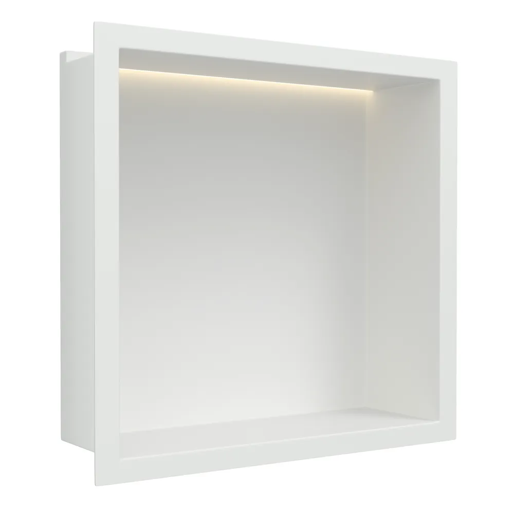 Mat wit RVS Inbouwnis 30x30x10cm met LED verlichting - Afbeelding 3