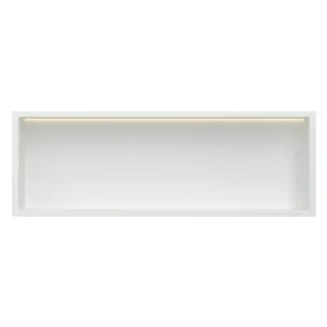 Mat wit RVS Inbouwnis 30x90x7cm met LED verlichting