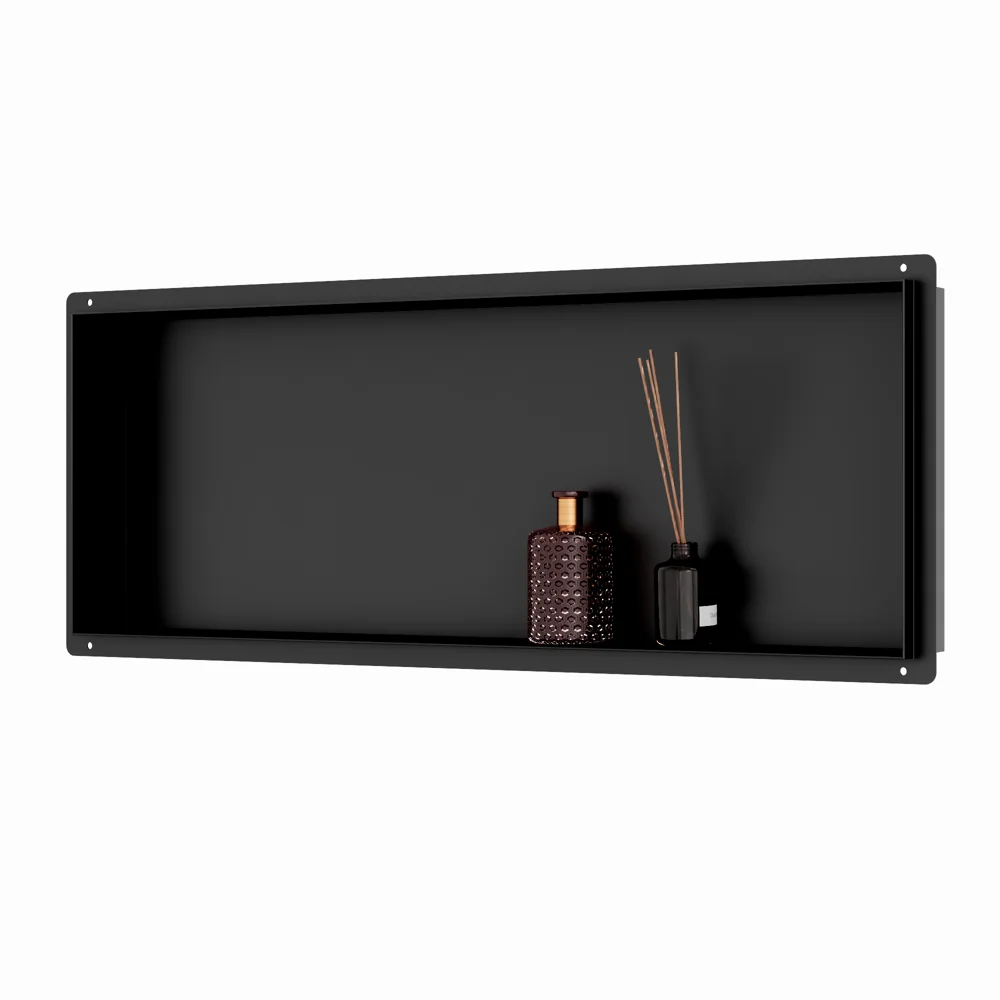 Mat zwart RVS Inbouwnis met tegelflens 30x90x7cm - Afbeelding 5