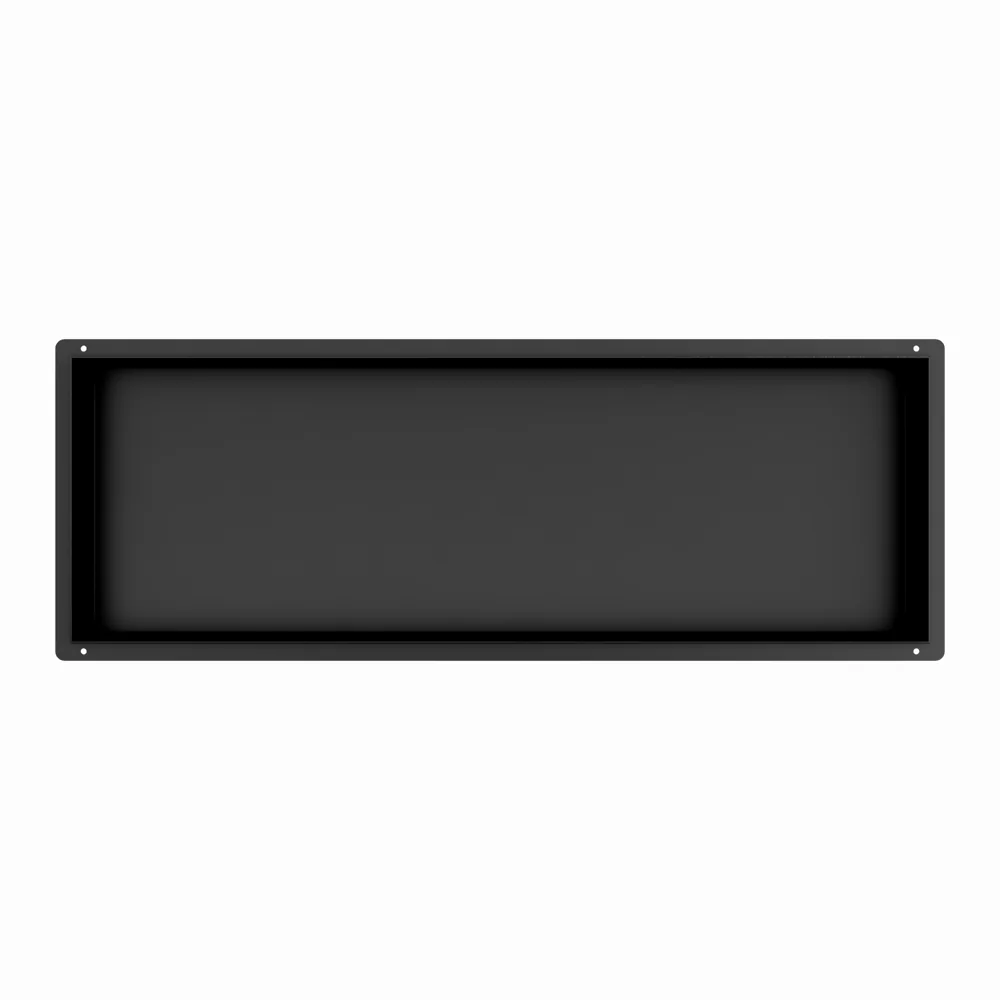 Mat zwart RVS Inbouwnis met tegelflens 30x90x7cm