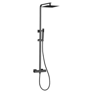 Opbouw regendouche 25cm vierkant hoofddouche thermostatisch mat zwart