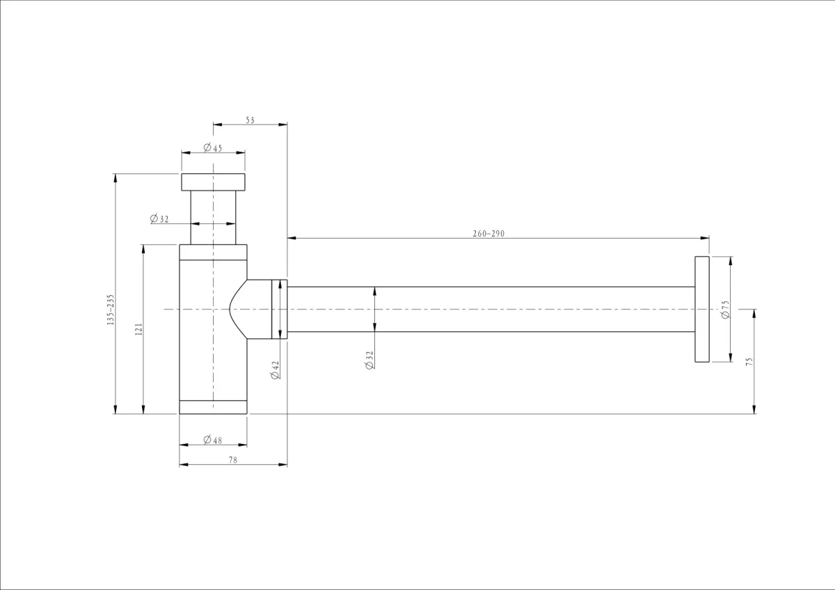 Sifon volledig Rvs 5/4 x 32mm - Afbeelding 3