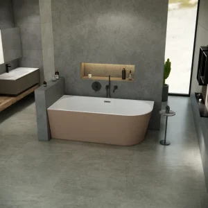 Vrijstaand bad Luciano hoekbad 170x80x58cm mat beige/ wit acryl links