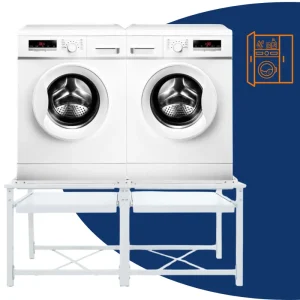 Wasmachine en droger verhoger met uittrekbare schappen