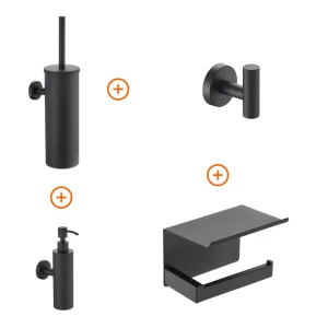 Toilet accessoires set Mat zwart design met zeepdispenser